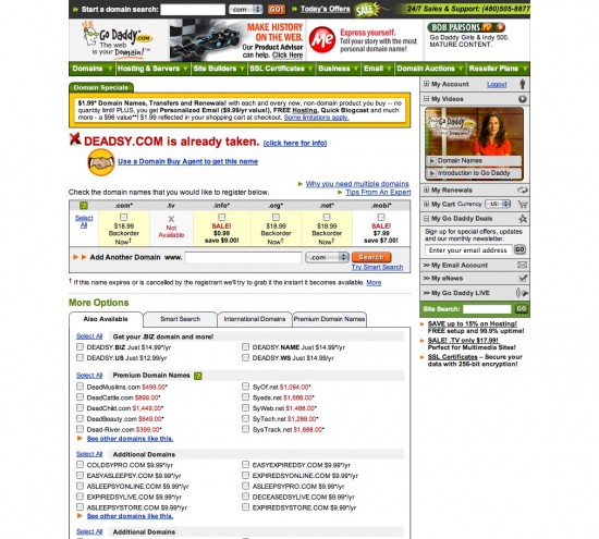 godaddy website screenshot