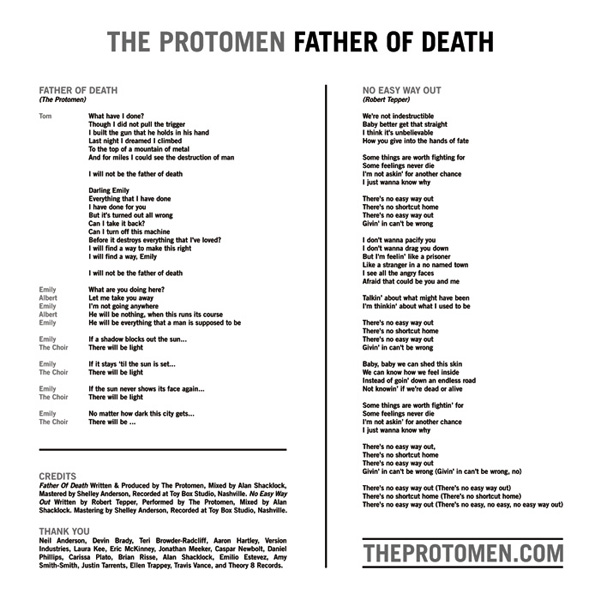 lyrics + credits sheet